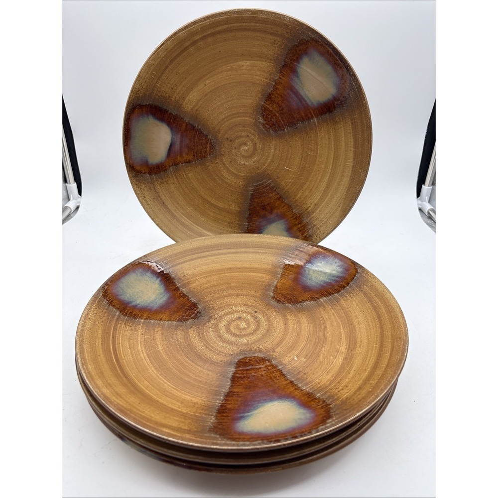 Sango Splash 4951 Dinner Plate 11" Stoneware Brown Drip Glaze Set of 4